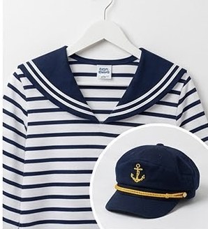Sailor uniform and captain hat