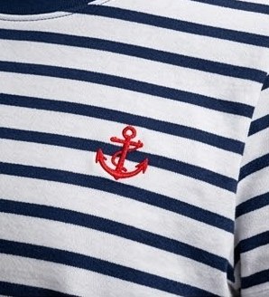 Striped tee with anchor embroidery